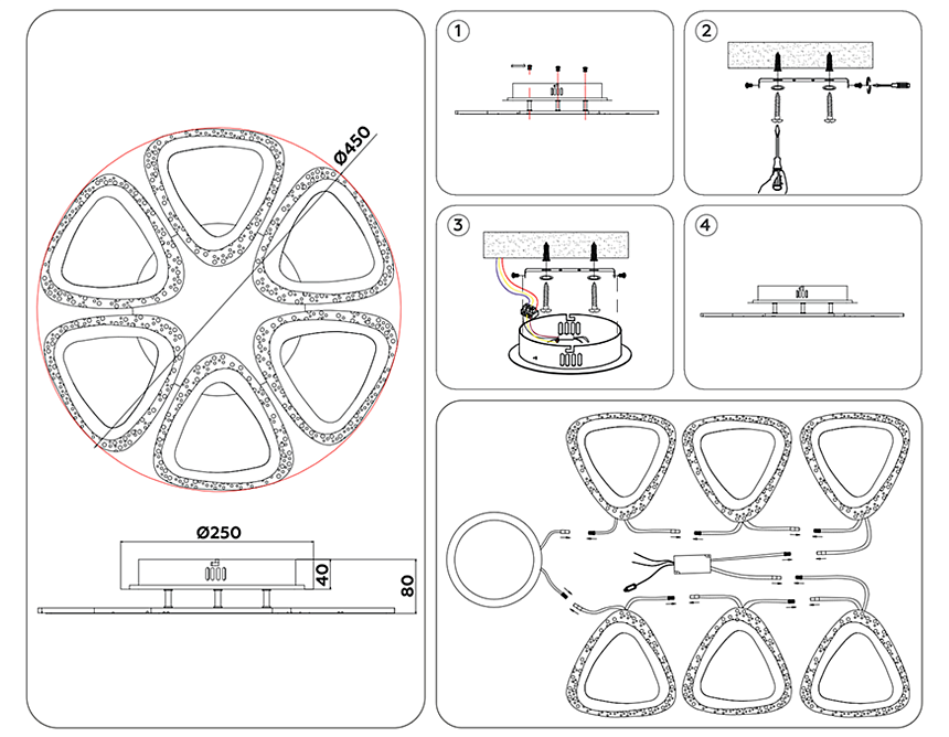 FA4518/6 WH белый 80W 4200K/3000K+6400K/6400K+3000K D450*80 (ПДУ ИК)